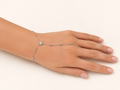 Silver-Tone Brass Star Hand Chain Bracelet with Crystal Details