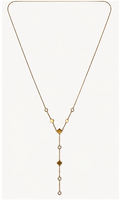Antique Gold Clover Y Necklace with Sparkling Stone Details