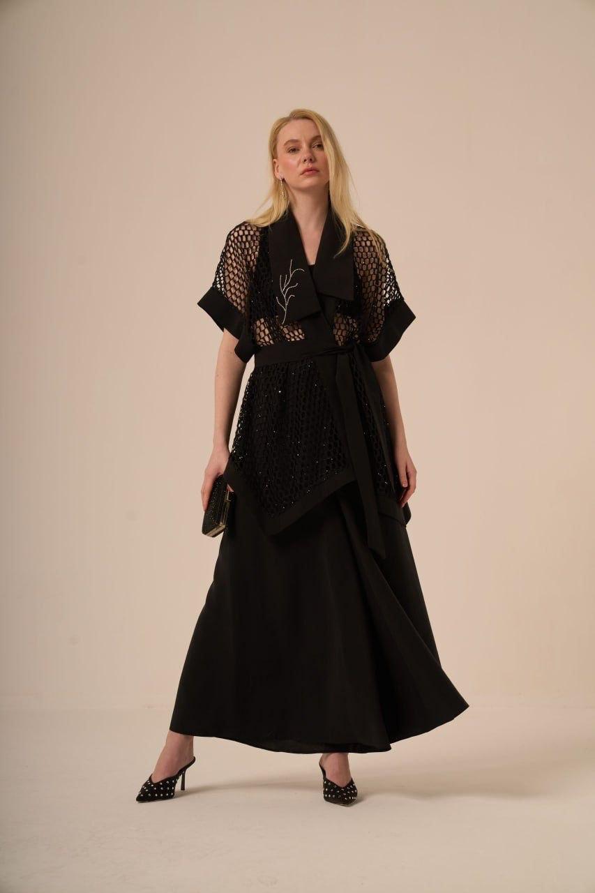 Mesh Blazer & Maxi Skirt Set – Luxury Resort, Casual & Workwear Co-ord