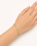 Gold-Tone Brass Star Charm Tennis Bracelet with Crystal Accents