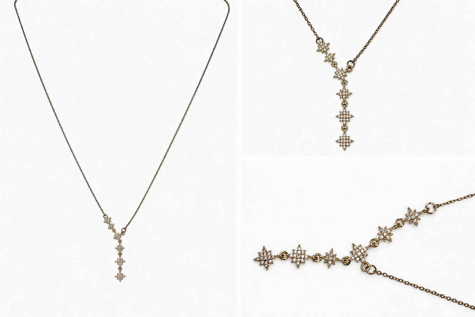 Gold-Tone Stainless Steel Star Cascade Y Necklace