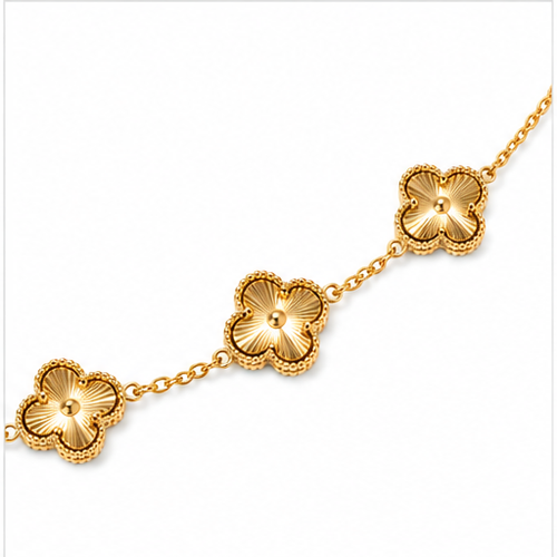 Gold-Plated Brass Five Clover Flower Necklace – Delicate Floral Jewelry for Women