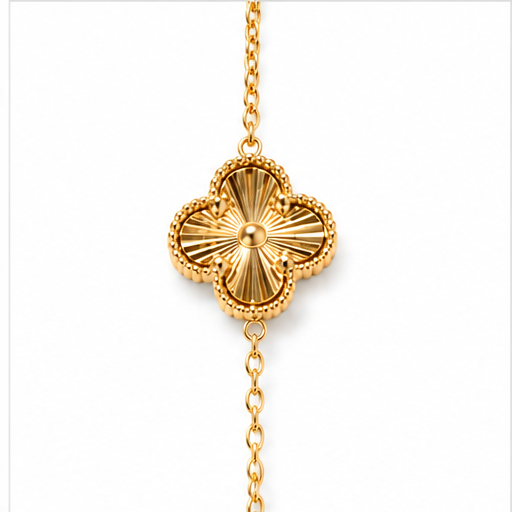 Gold-Plated Brass Five Clover Flower Necklace – Delicate Floral Jewelry for Women