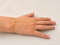 Gold-Tone Brass Triple Chain Star Hand Bracelet with Crystal Accents