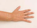 Gold-Tone Brass Hand Chain Bracelet with Disc Details