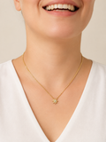 Gold-Tone Brass Sunburst Necklace with Crystal Center