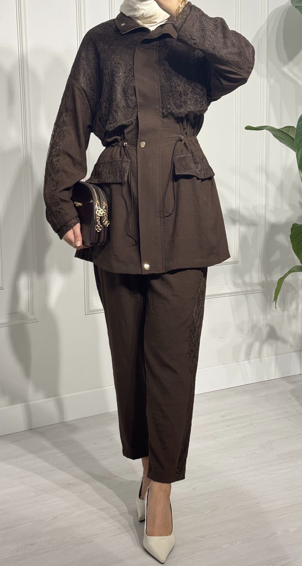 Lace Detailed Pant & Tunic Set – Elegant Casual, Workwear & Party Co-ord